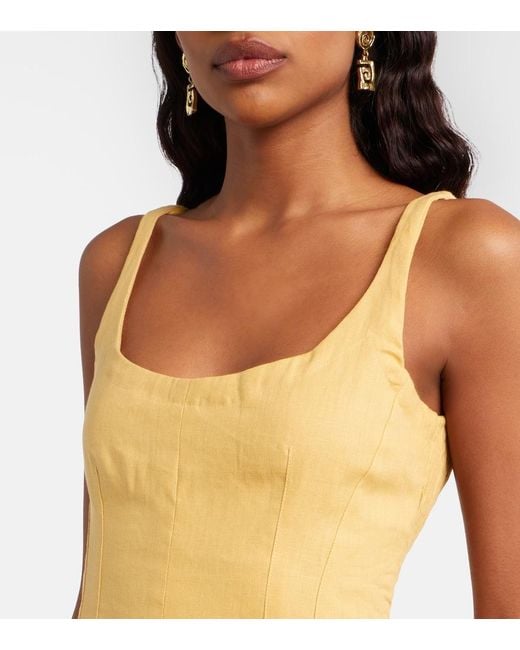 Faithfull The Brand Yellow Syna Peplum Linen Top