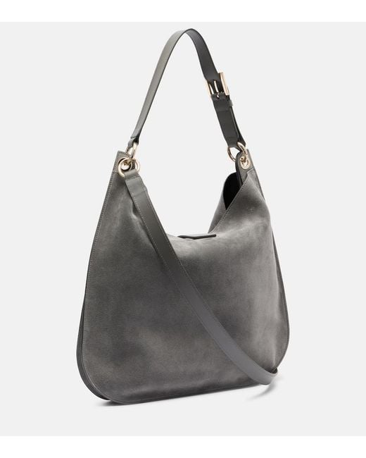 Tom Ford Gray Tara Large Suede Crossbody Bag