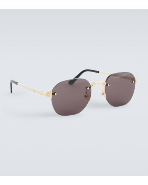 Cartier Brown Santos De Cartier Round Sunglasses for men