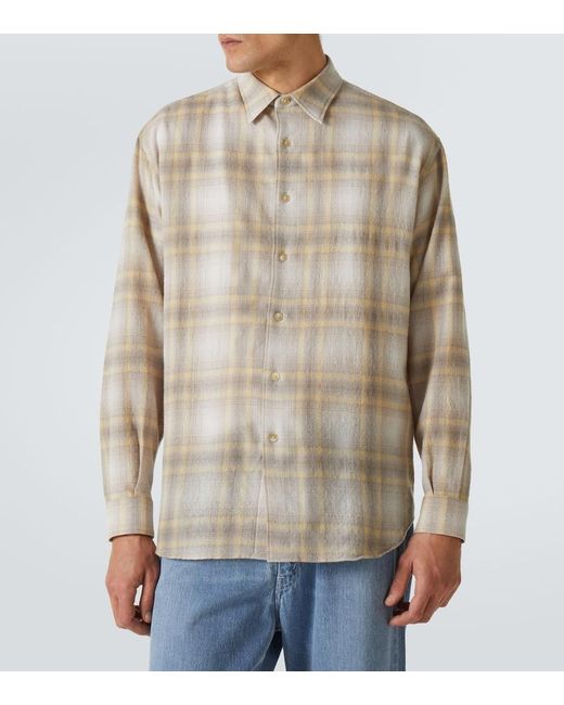 Auralee Natural Plaid Wool Shirt for men