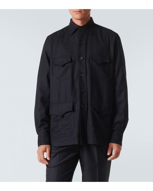 Rubinacci Blue Wool Overshirt for men