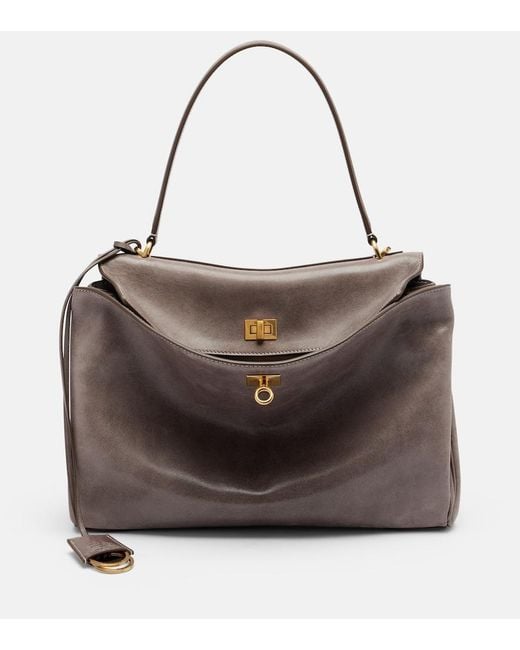 Balenciaga Brown Rodeo Medium Leather Shoulder Bag