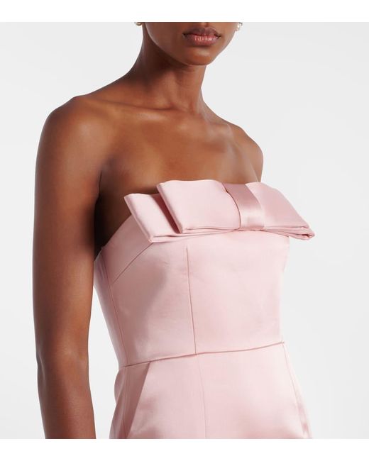 The New Arrivals Ilkyaz Ozel Pink Sisu Bow-Detail Satin Gown