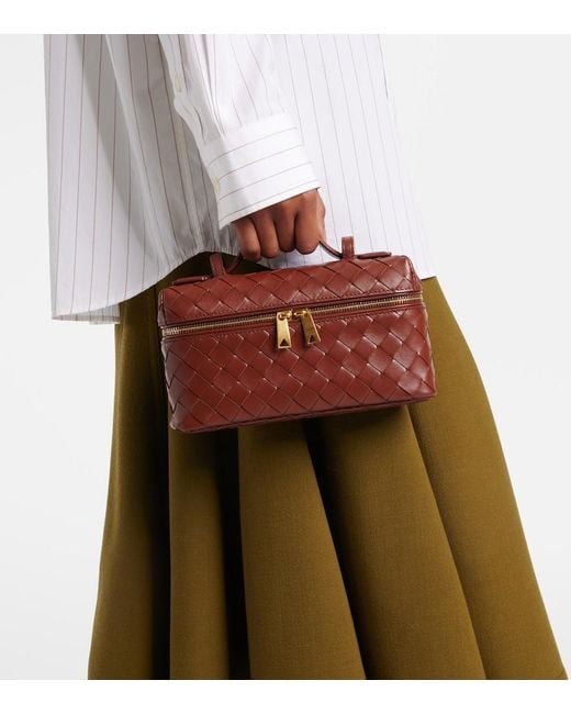Bottega Veneta Brown Bang Bang Intrecciato Leather Vanity Bag