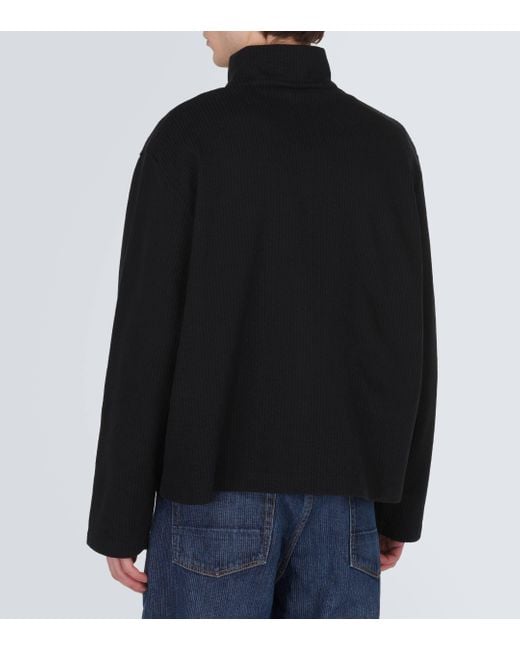 Our Legacy Black Shrunken Cotton Zip-up Sweater for men