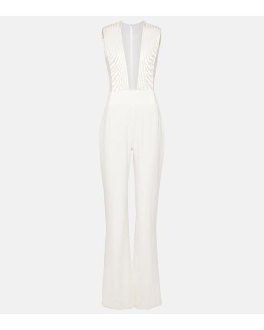 Galvan White Bridal Soho Flared Jumpsuit