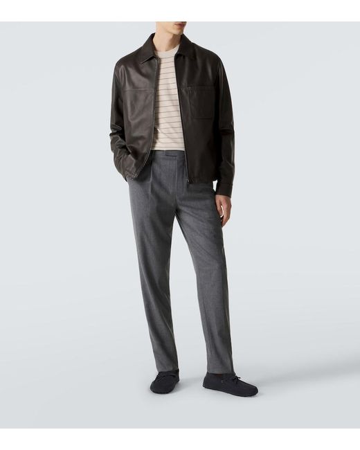 Tod's Black Leather Jacket for men