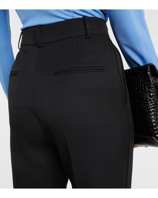 Pantalones rectos de mezcla de lana Victoria Beckham de color Black