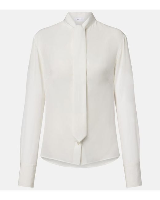 McQueen White Tie-Neck Crepe De Chine Blouse