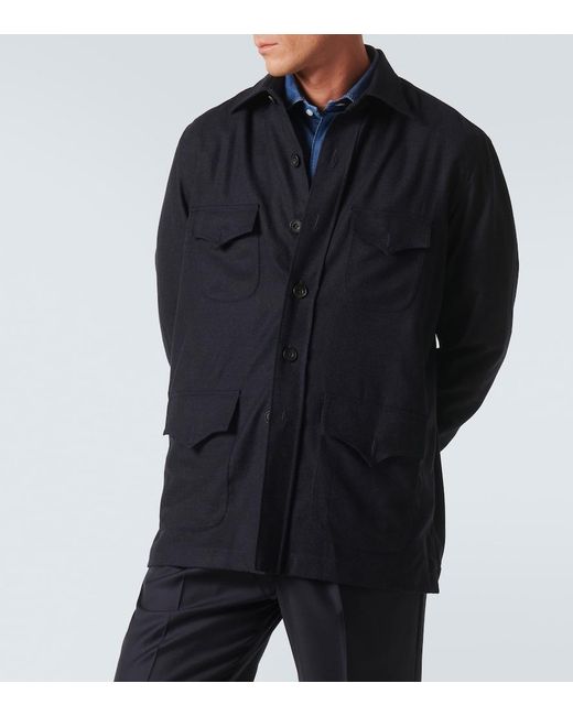 Rubinacci Blue Wool Overshirt for men