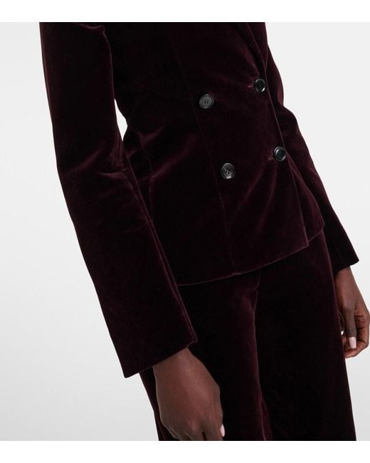 Alaïa Blue Double-Breasted Cotton Velvet Jacket