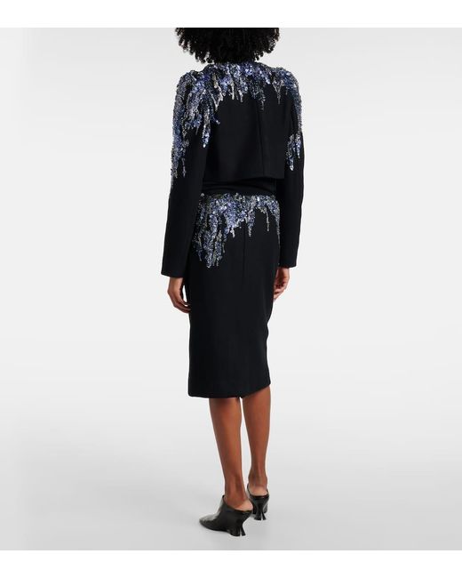 Falda Midi De Mezcla De Lana Con Lentejuelas Dries Van Noten de color Black