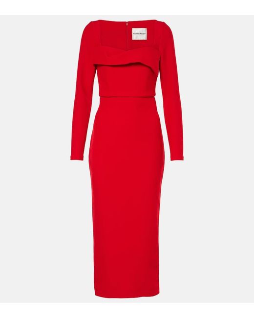 Roland Mouret Red Draped Crepe Midi Dress