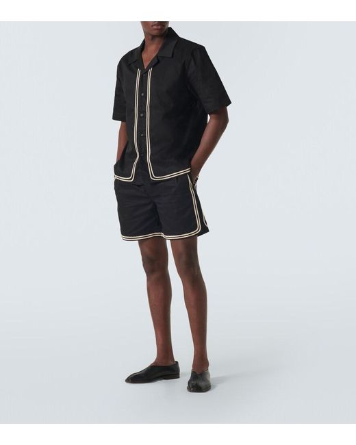 Commas Black Braided Cotton Shirt for men