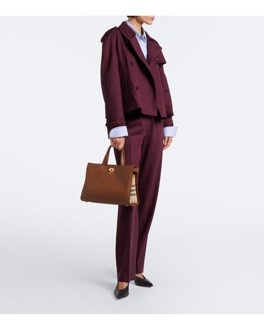 Burberry Brown Cotswolds Check Small Leather Tote Bag