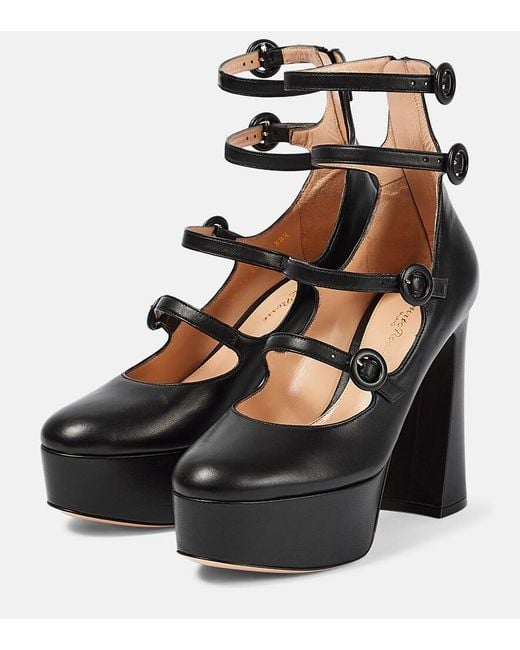 Gianvito Rossi Black Mary Jane Leather Platform Pumps