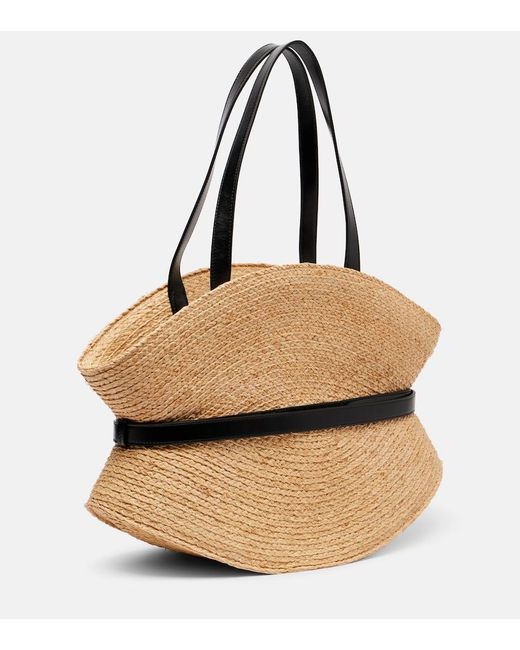 Balmain Black Shuffle Medium Raffia Tote Bag