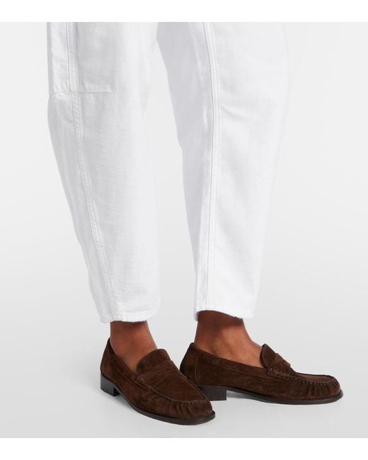 Polo Ralph Lauren White High-Rise Barrel-Leg Jeans