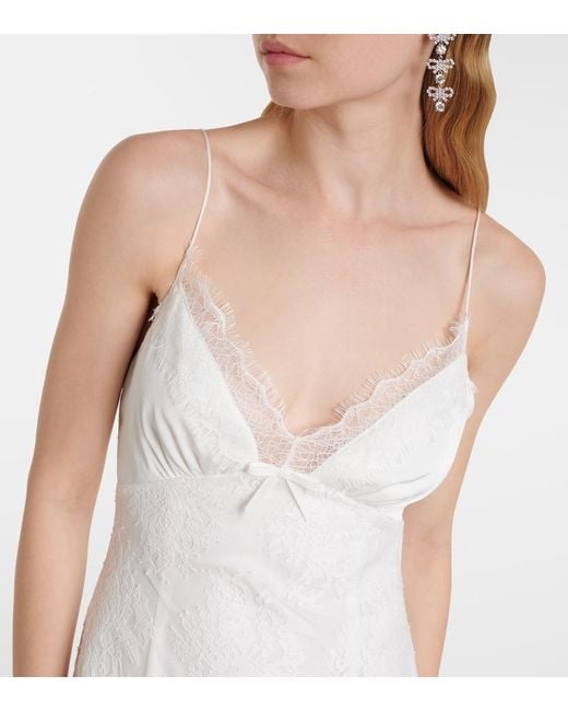 Self-Portrait White Strappy Floral Lace Gown