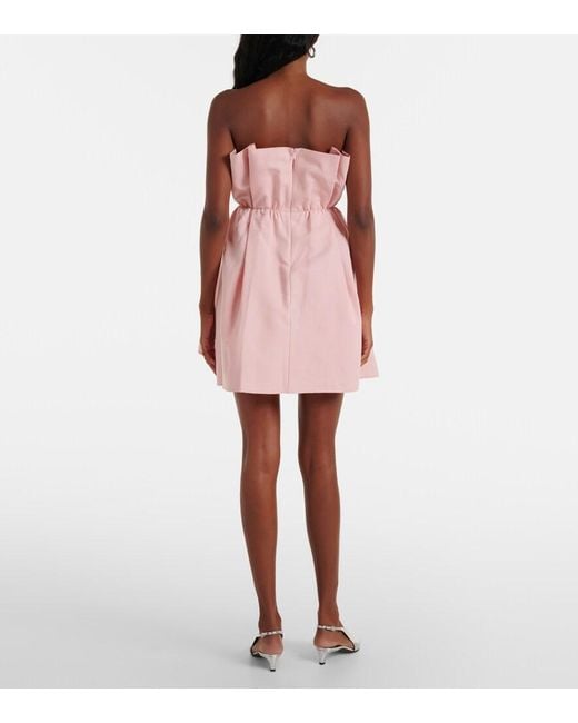 Staud Pink Cordelia Pleated Cotton-Blend Minidress