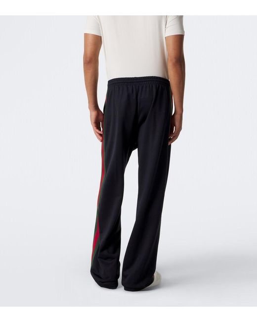 Gucci Blue Web Stripe Silk And Cotton Wide-Leg Pants for men