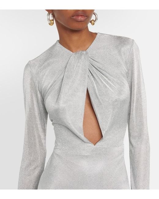 Costarellos Gray Cutout Gown