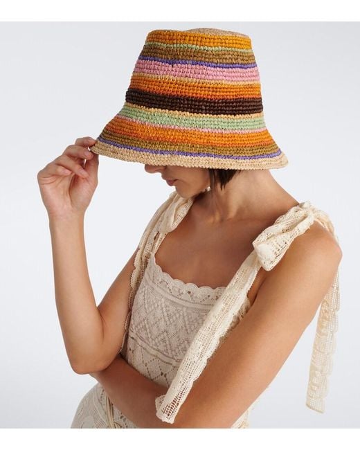 Zimmermann Multicolor Raffia Striped Bucket Hat