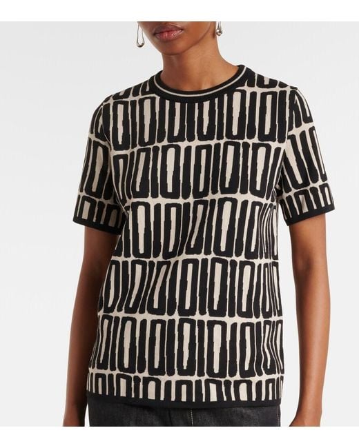 Max Mara Black Max Mara Ramo Printed Cotton Top