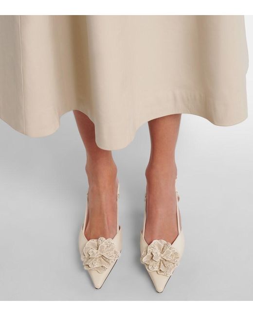 Jimmy Choo White Mimmi 50 Leather Slingback Pumps