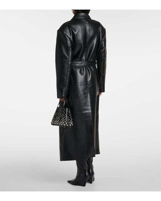 Frankie Shop Black Tina Faux Leather Trench Coat