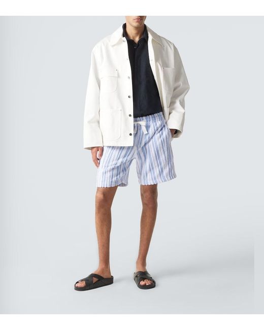 Orlebar Brown Blue Trevon Striped Cotton Toweling Shorts for men