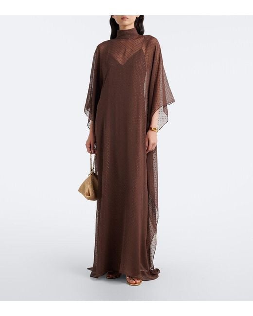 ‎Taller Marmo Brown Muscat Silk Crepe Fil Coupe Kaftan