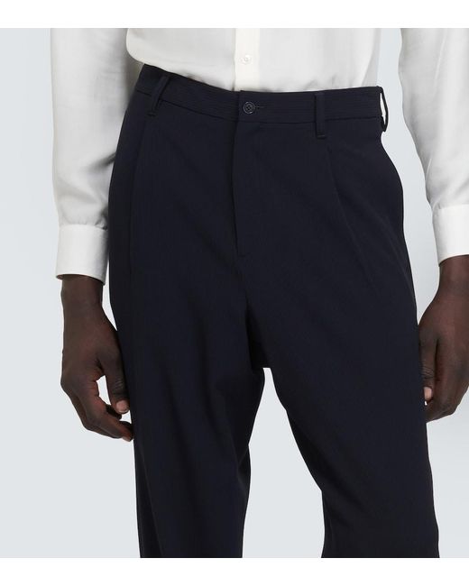 Giorgio Armani Blue Virgin Wool Straight Pants for men