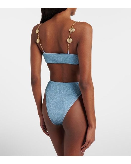 Oseree Blue Lumiere Embellished Bikini
