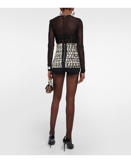 Dolce & Gabbana Black X Kim Embellished Micro Shorts