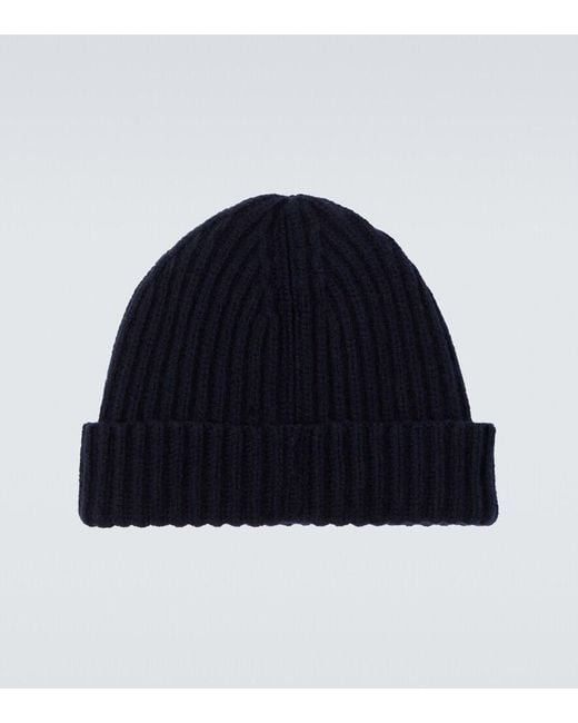 Umit Benan Blue Murray Ribbed-Knit Cashmere Beanie for men