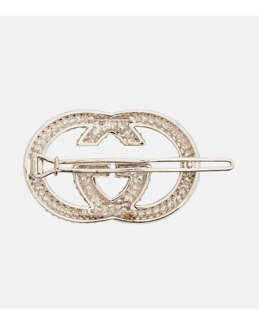 Gucci Metallic Interlocking G Embellished Barrette