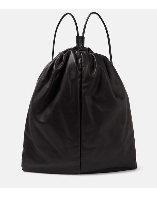 The Row Black Puffy Medium Leather Backpack
