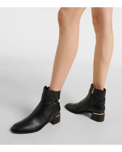 Jimmy Choo Black Noor 45 Leather Ankle Boots