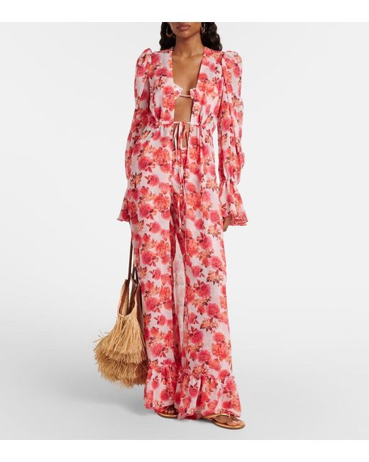 Bananhot Red Berta Floral Beach Cover-Up