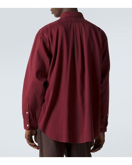 A.PRESSE Purple Cotton Twill Shirt for men