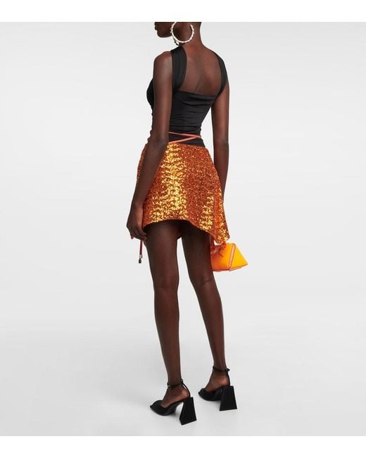 The Attico Orange Wrap-Around Waist Miniskirt