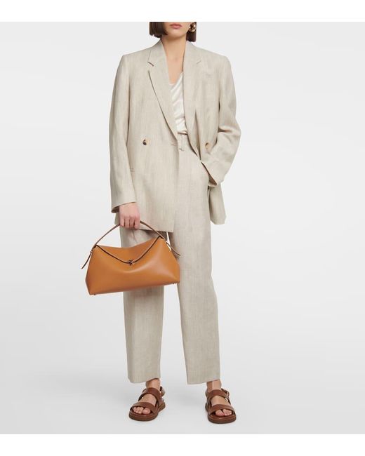 Totême  Brown T-Lock Medium Leather Tote Bag