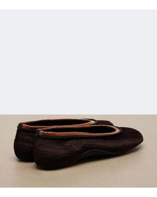 Dries Van Noten Black Leather-Trimmed Velvet Ballet Flats
