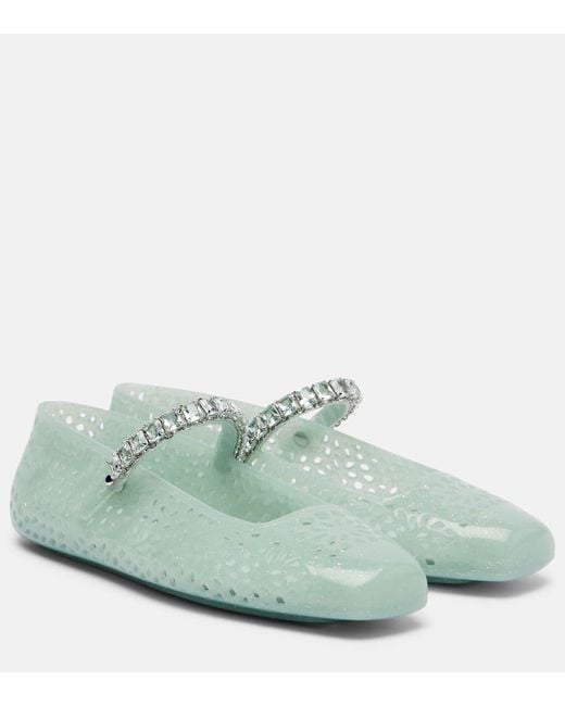 Jimmy Choo Green Jelly Ballet Flats