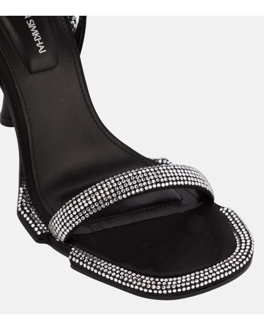 Jonathan Simkhai Black Icon Crystal-embellished Satin Sandals