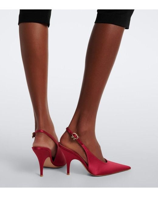 Gianvito Rossi Red Sofia Satin Slingback Pumps