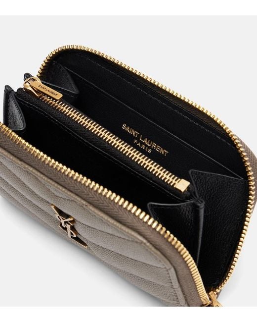 Saint Laurent Brown Cassandre Quilted Leather Card Case