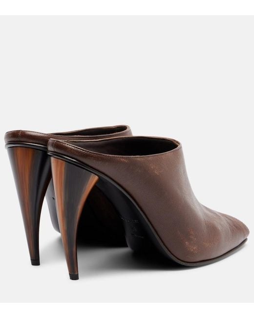 McQueen Brown Horn Leather Mules
