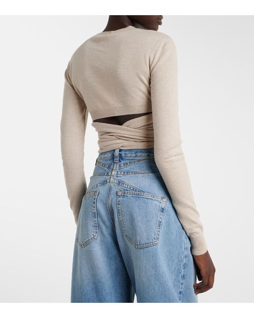 Alaïa Natural Cashmere And Wool-Blend Wrap Top